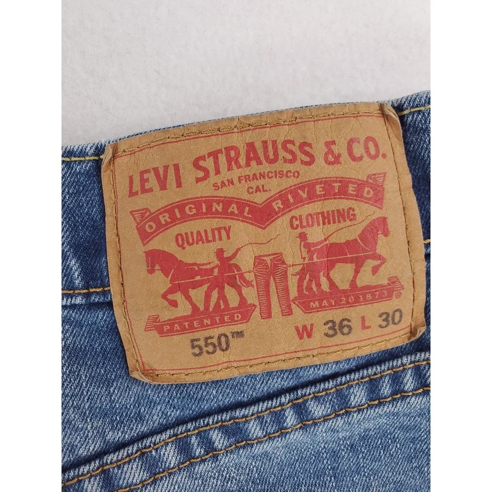 Levis 550 Jeans Mens 36x30 Blue Relaxed Tapered Medium Wash Stretch Denim Pants